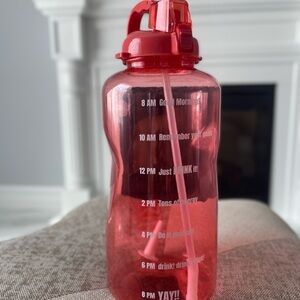 Wellness Sports Red Water Bottle 1 gallon BPA Free with Motivational Markers